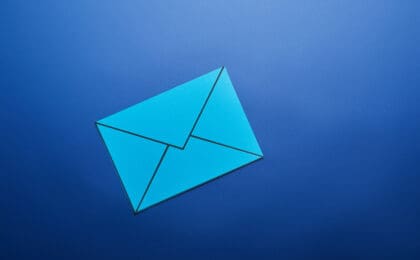 Blue email symbol on blue background